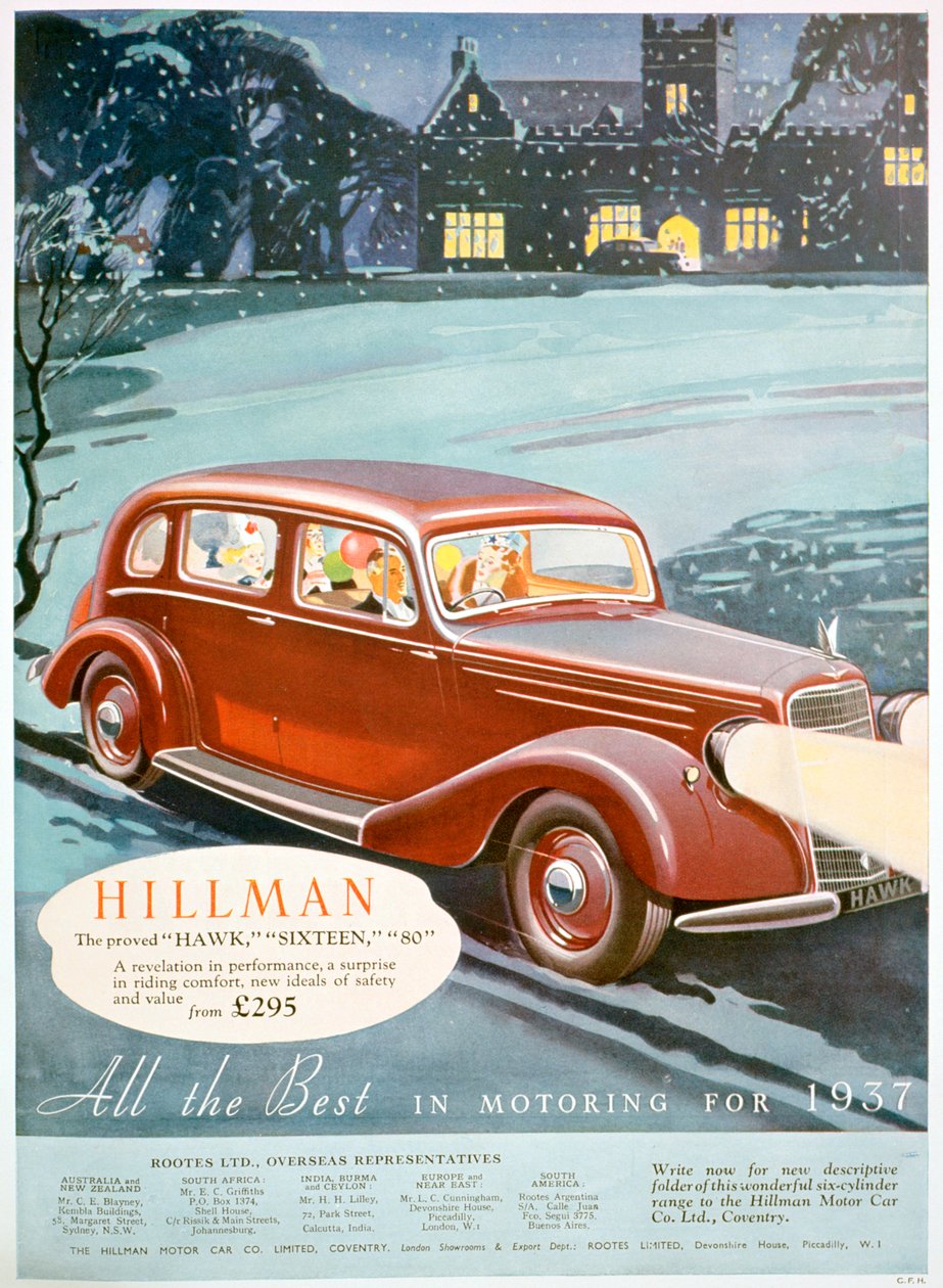 Reklama samochodów marki Hillman, 1936 autorstwa Unbekannt