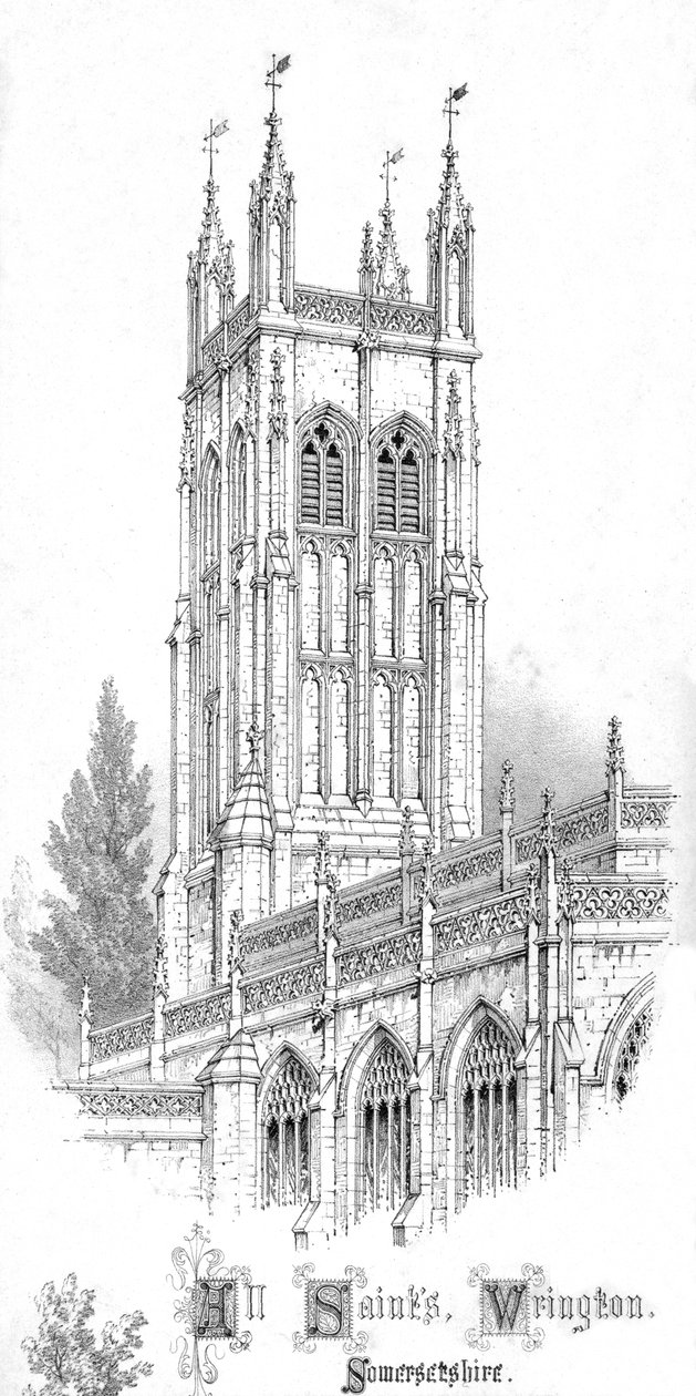 Kościół Wszystkich Świętych. Wringtona. Somersetshire., ok. 1850 r. autorstwa Unbekannt