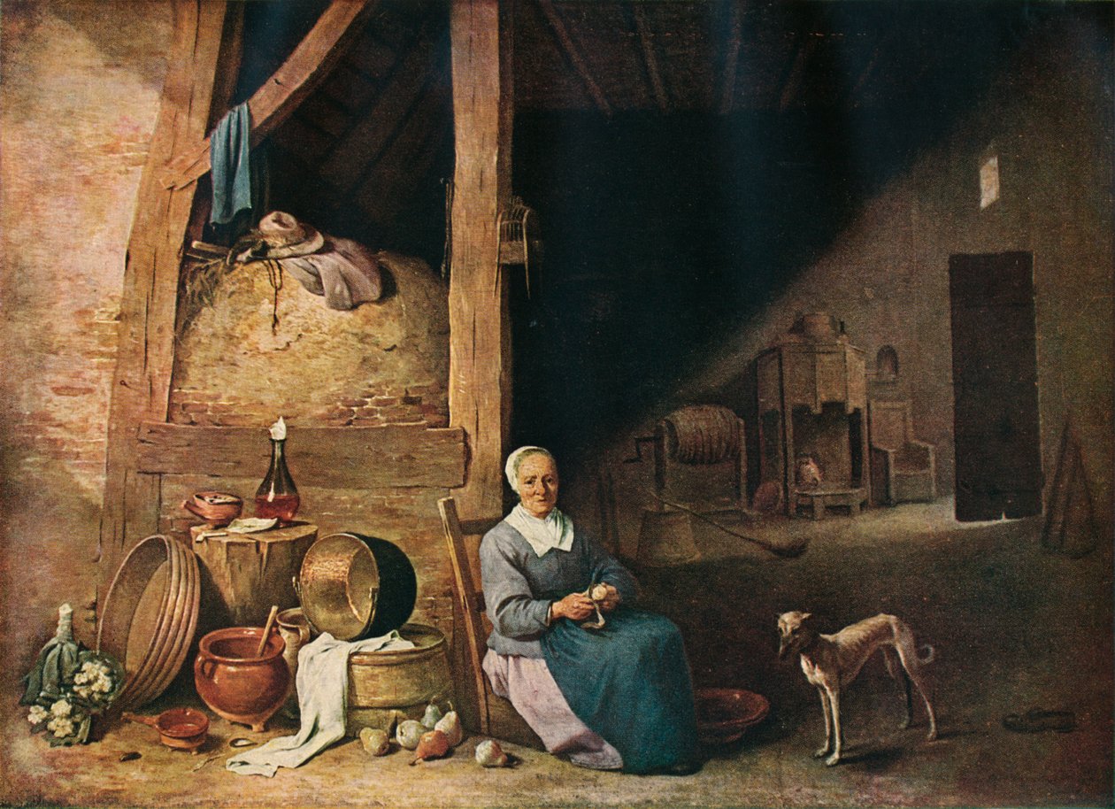 Stara kobieta obierająca gruszki, ok. 1640 r. autorstwa Unbekannt