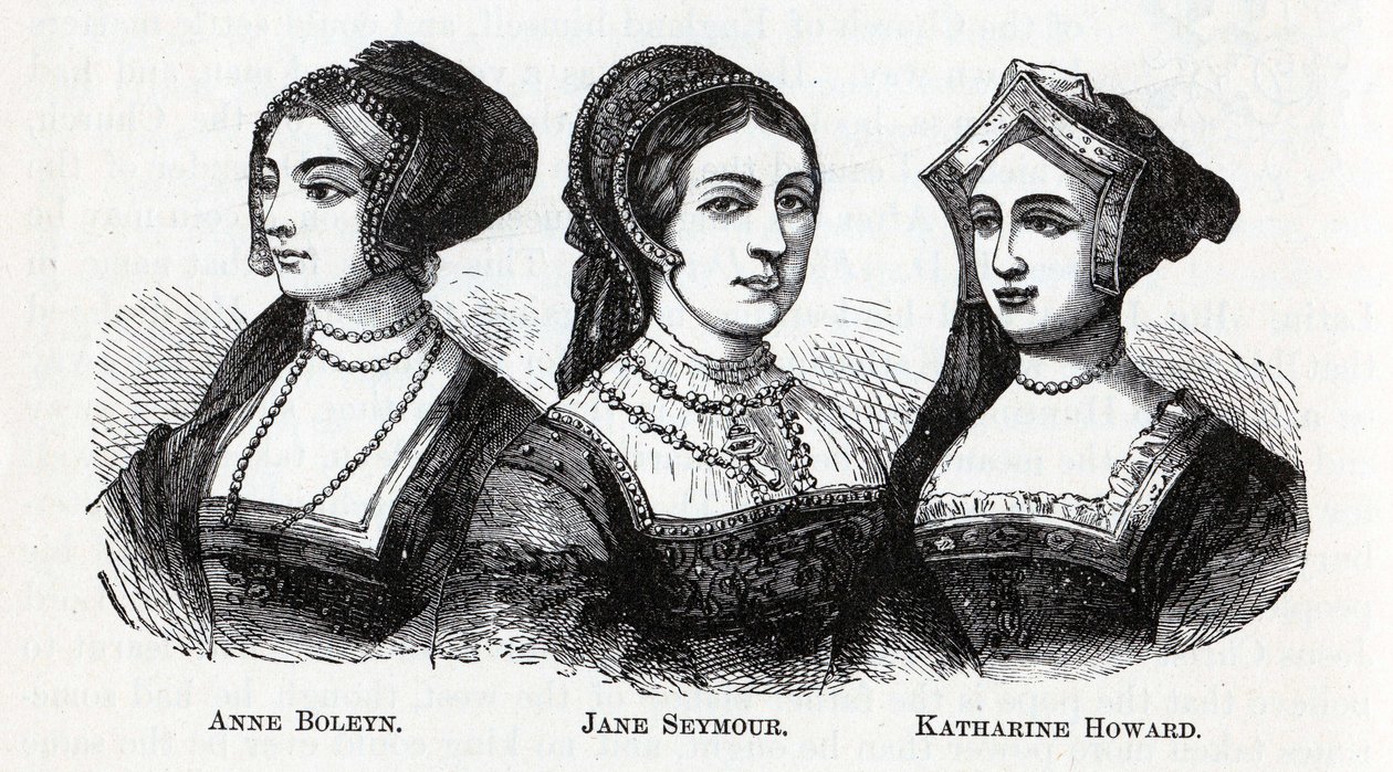 Anne Boleyn. Jane Seymour. Katarzyna Howard, 1882 r. autorstwa Unbekannt