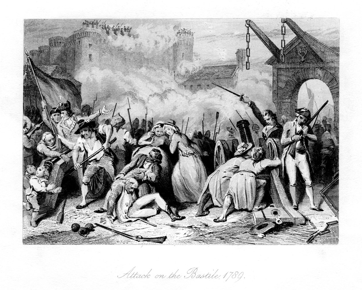 Atak na Bastylię, 1789, 1845 autorstwa Unbekannt