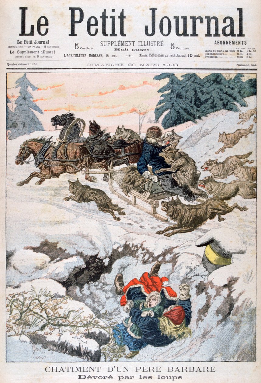 Zaatakowany przez wilki, Rosja, 1903 autorstwa Unbekannt