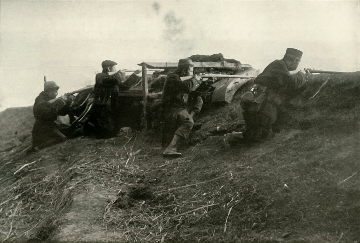 Belgowie trzymający rzekę w Termonde, 1919. autorstwa Unbekannt