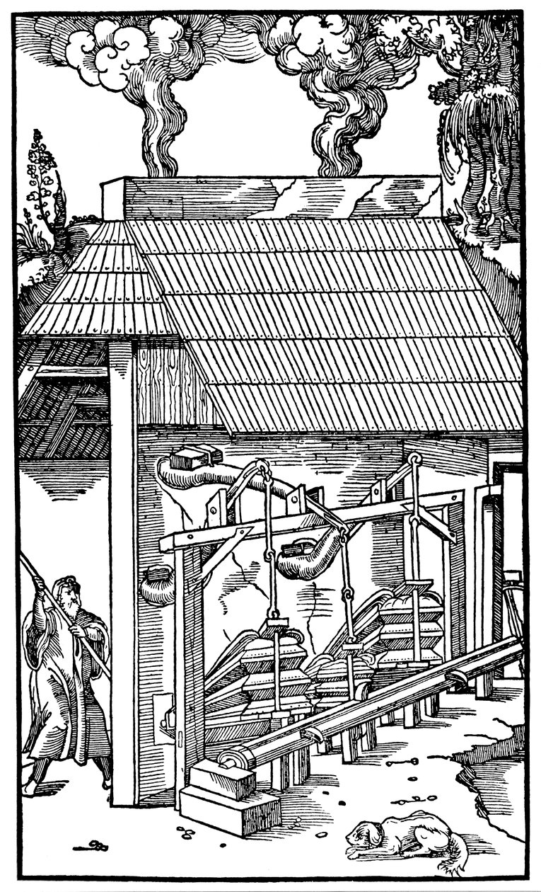 Miech dostarczający ciąg do pieca hutniczego, 1556 autorstwa Unbekannt