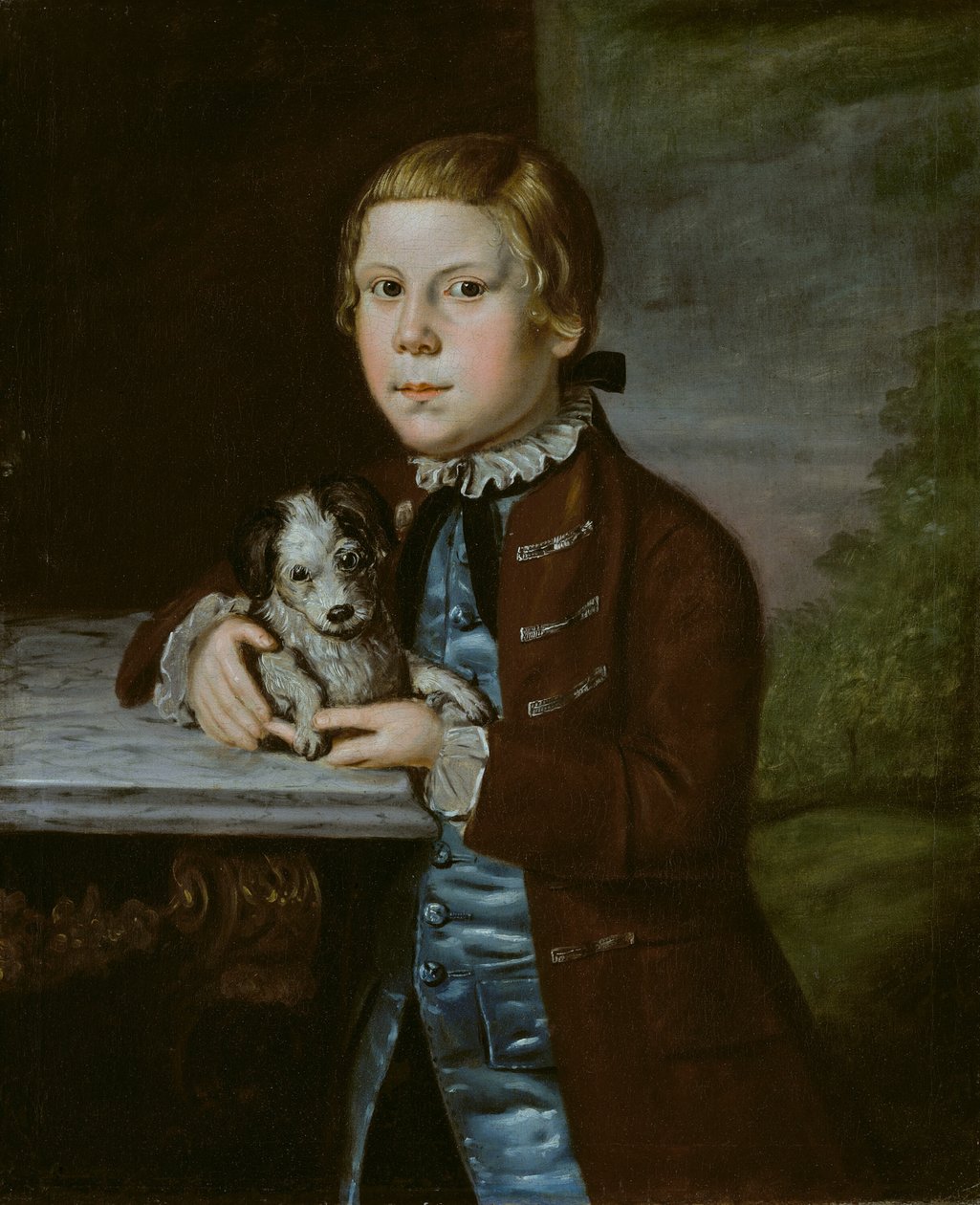 Chłopiec z rodziny Hallettów z psem, 176676. autorstwa Unbekannt