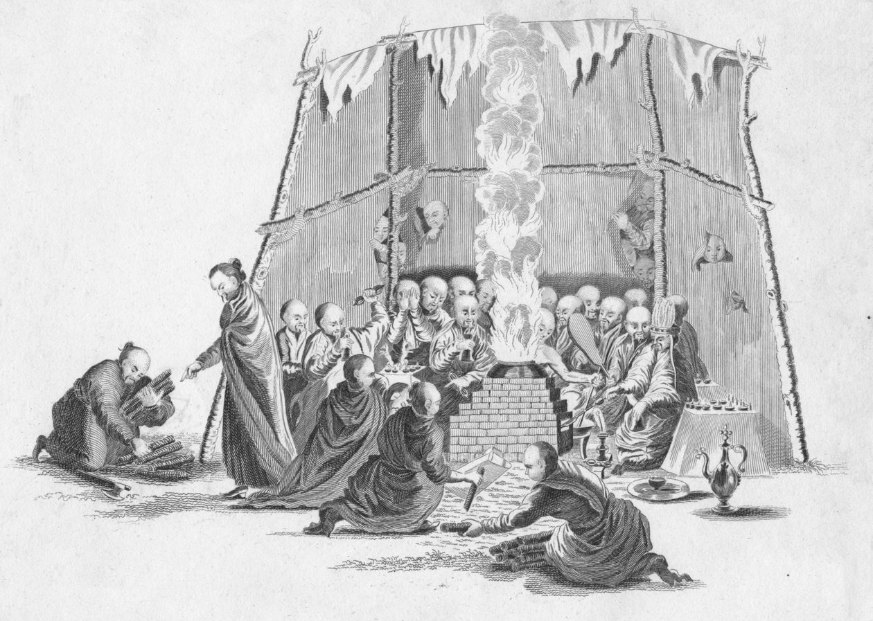 Spalenie zwłok Lamy, ok. 1802. autorstwa Unbekannt