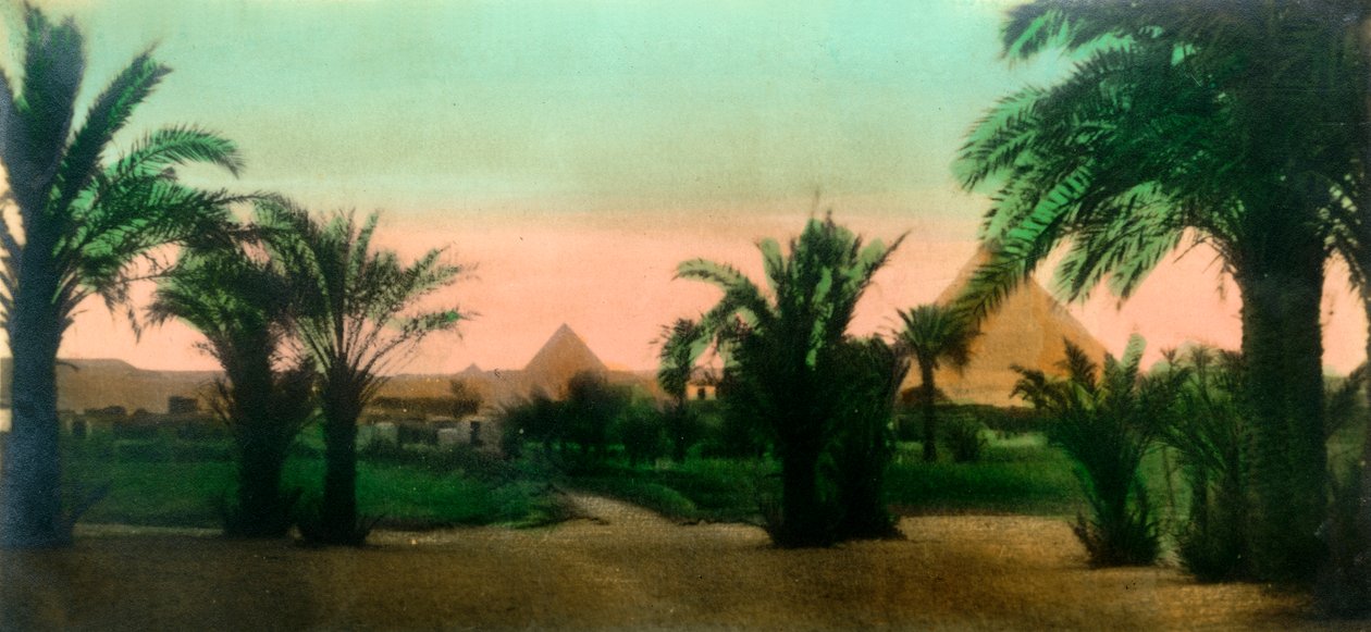 Kair: Wioska w pobliżu piramid w Gizeh, c1918-c1939. autorstwa Unbekannt
