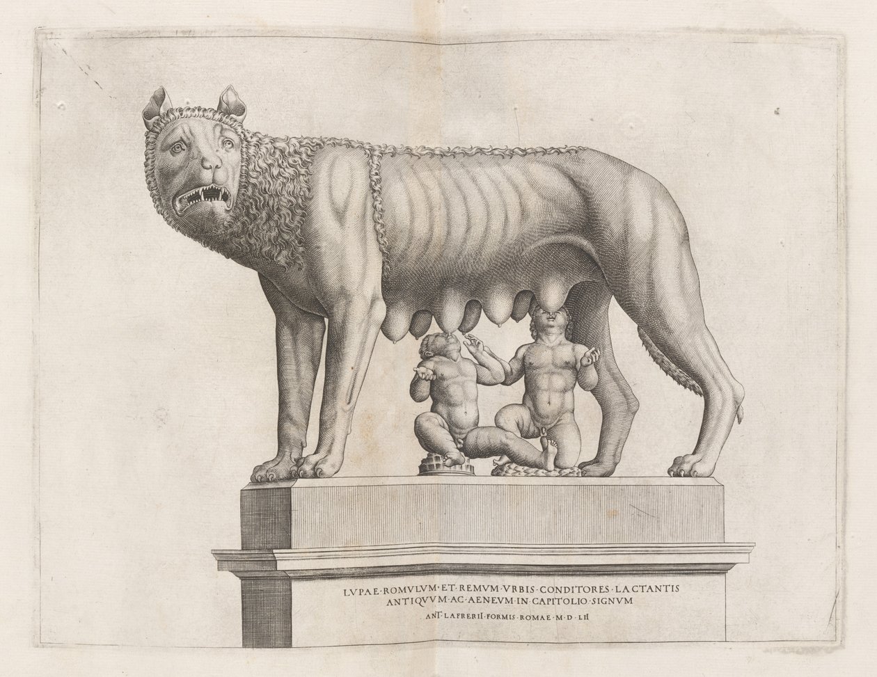 Wilk Kapitoliński z Romulusem i Remusem, 1552. autorstwa Unbekannt
