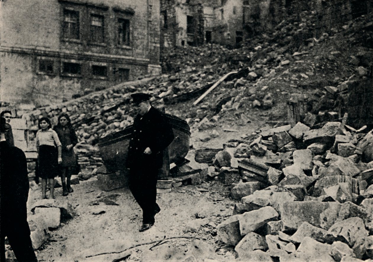 Churchill odwiedza zmaltretowaną Maltę, 1943, 1945. autorstwa Unbekannt