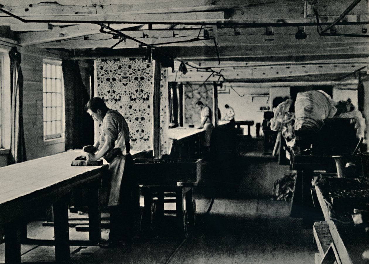 Druk bawełny w Merton Abbey Works, c1884. autorstwa Unbekannt