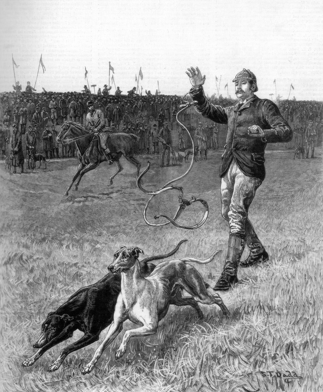 Coursing: Poślizg chartów, 1887 r. autorstwa Unbekannt