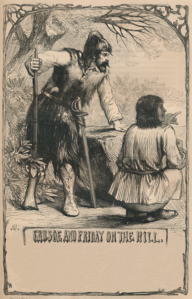 Crusoe i piątek na wzgórzu, ok. 1870 r. autorstwa Unbekannt