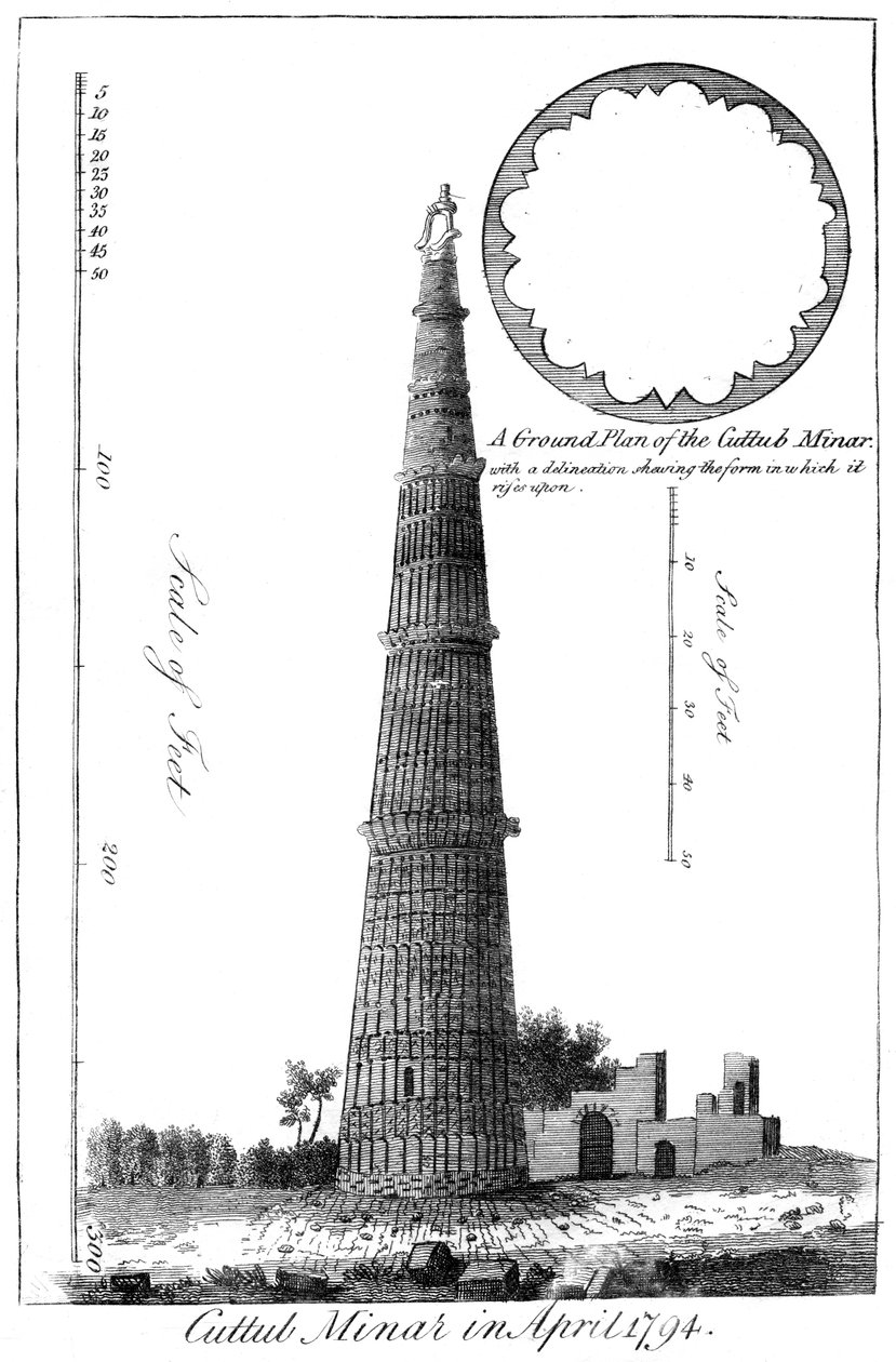 Cuttub Minar w kwietniu 1794, 1799 autorstwa Unbekannt
