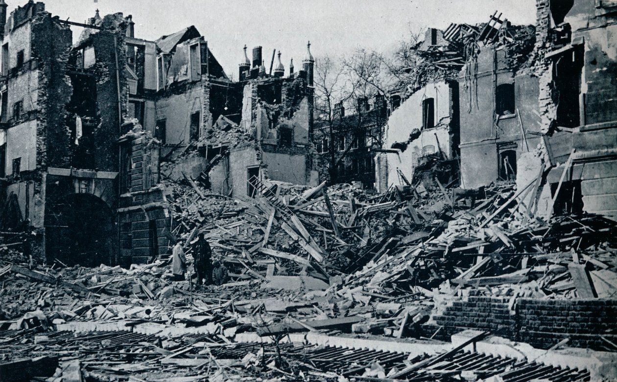 Zdewastowane budynki, z wewnętrznego ogrodu Świątyni, 1941 autorstwa Unbekannt