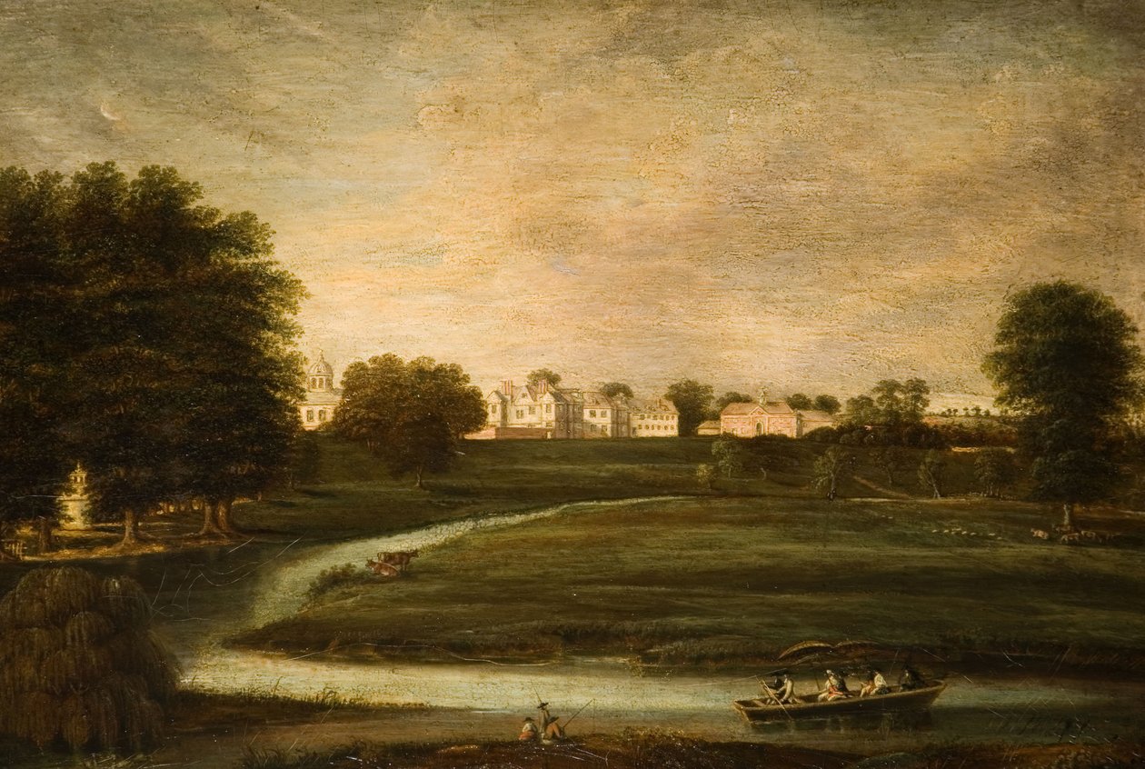 Odległy widok na Birdingbury Hall, Warwickshire, 1800. autorstwa Unbekannt