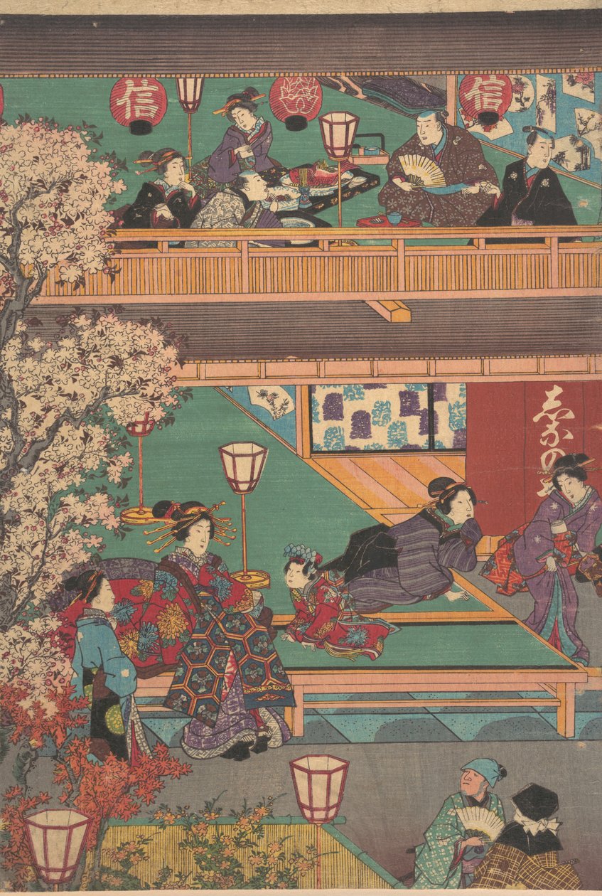 Wczesny wieczór w Yoshiwara Inn, XIX wiek. autorstwa Unbekannt