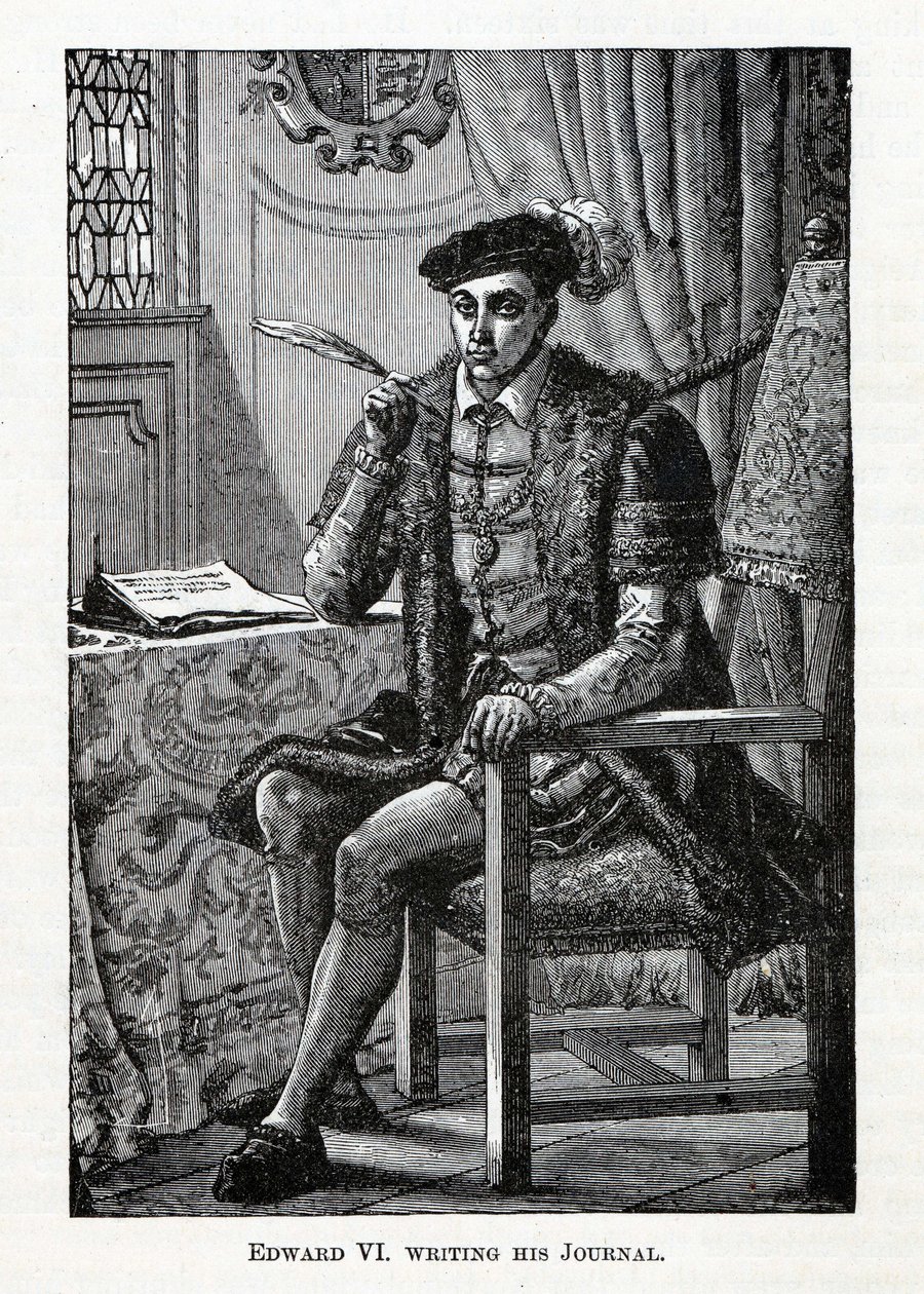 Edward VI piszący swój Dziennik, 1882 r. autorstwa Unbekannt