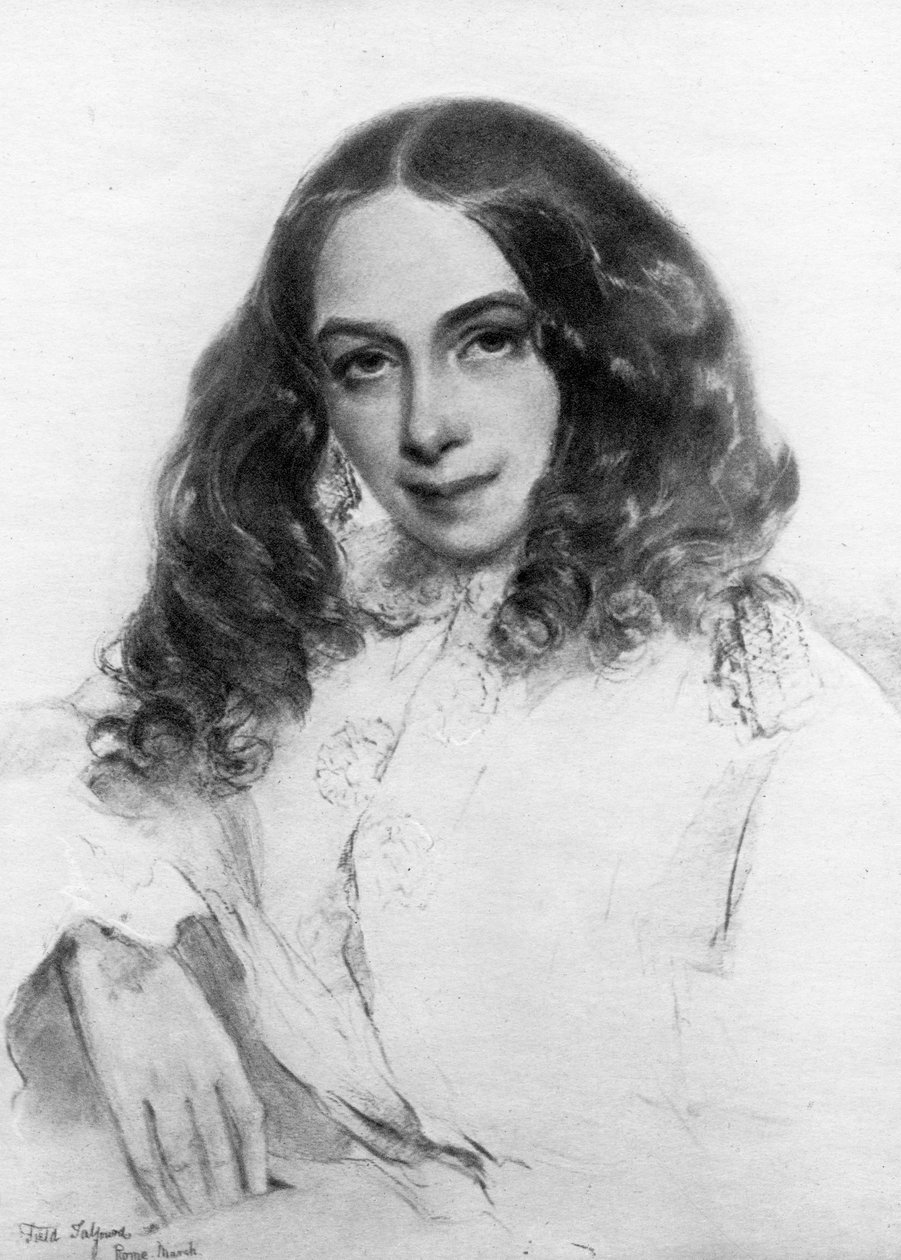 Elizabeth Barrett Browning, brytyjska poetka, 1859 autorstwa Unbekannt