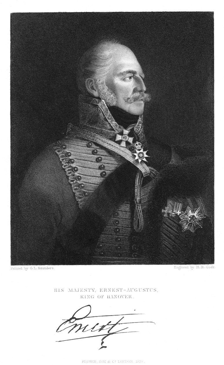 Ernest Augustus, król Hanoweru, 1837 autorstwa Unbekannt