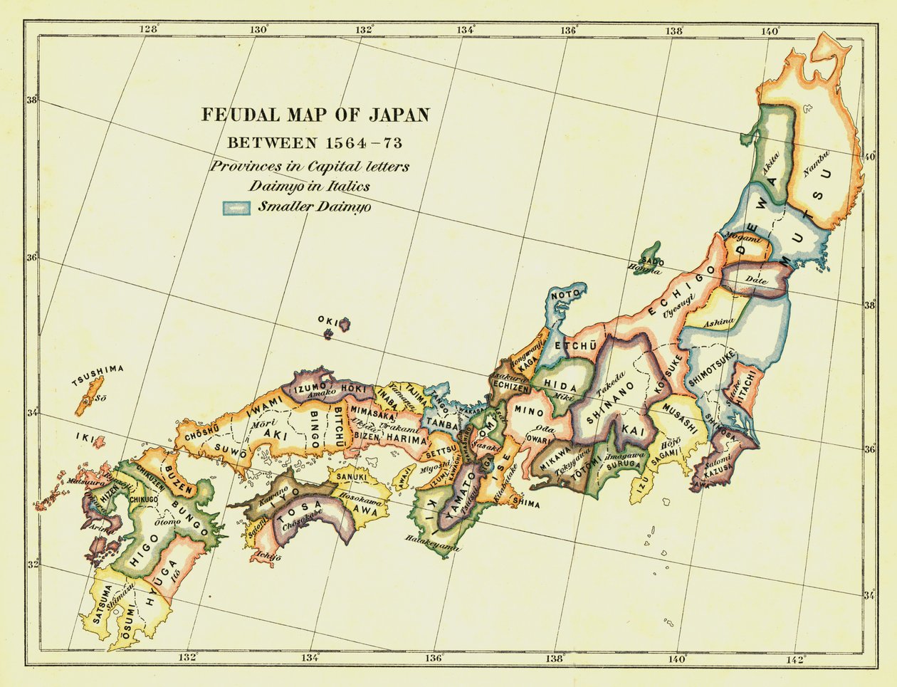 Feudalna mapa Japonii w latach 1564 -73, 1903. autorstwa Unbekannt
