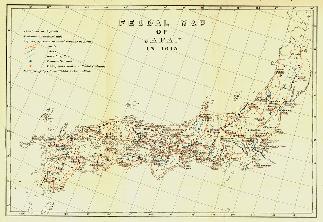 Feudalna mapa Japonii w 1615, 1903. autorstwa Unbekannt