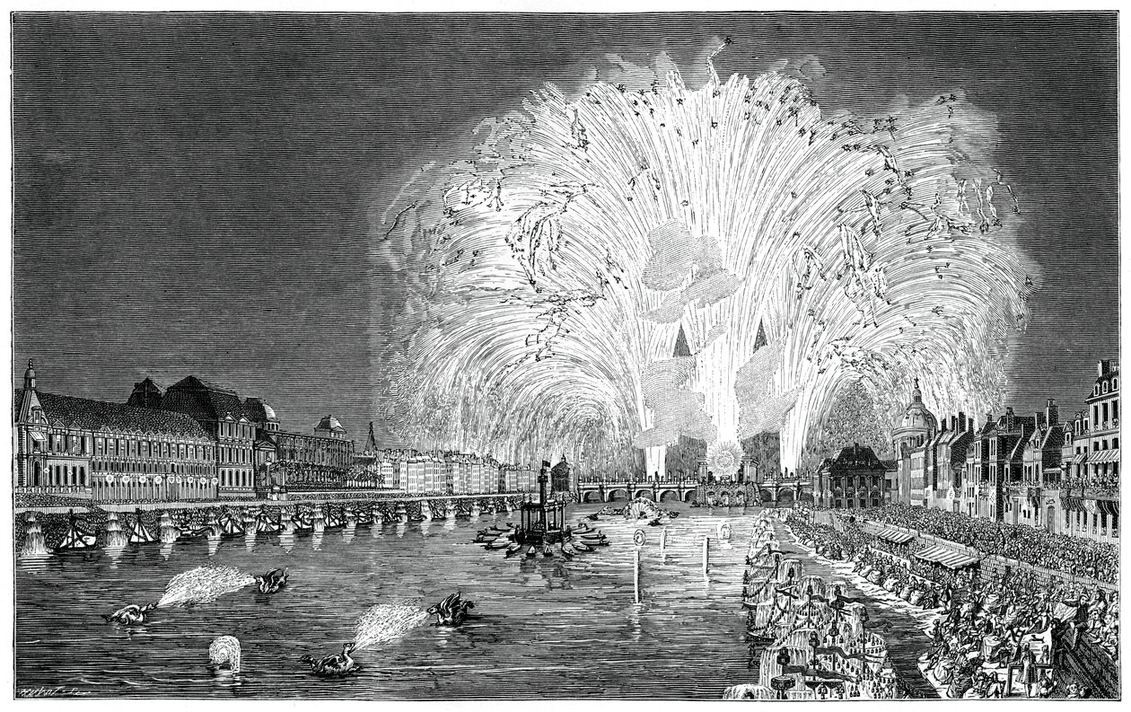 Fajerwerki na moście, Paryż, 1754, 1885 autorstwa Unbekannt