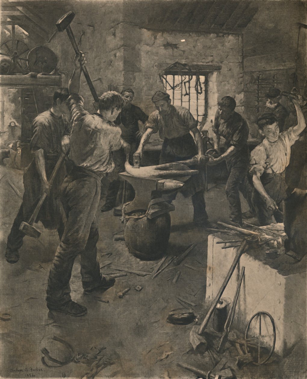 Kucie kotwicy, 1892. autorstwa Unbekannt