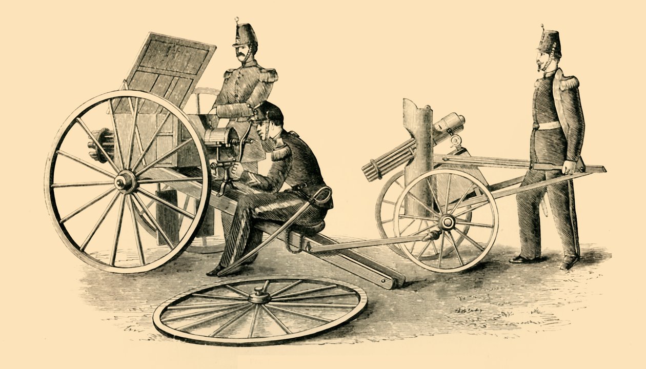 „Francuska Mitrailleuse w akcji”, ok. 1872 r. autorstwa Unbekannt