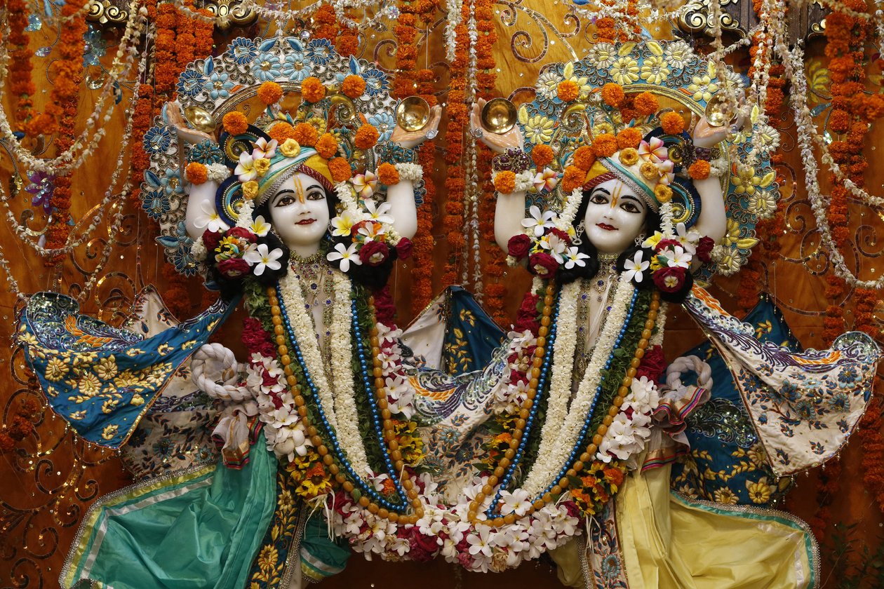 Gaura Neeta Murthys w świątyni Krishna-Balaram, Veerindavam. Indie autorstwa Unbekannt
