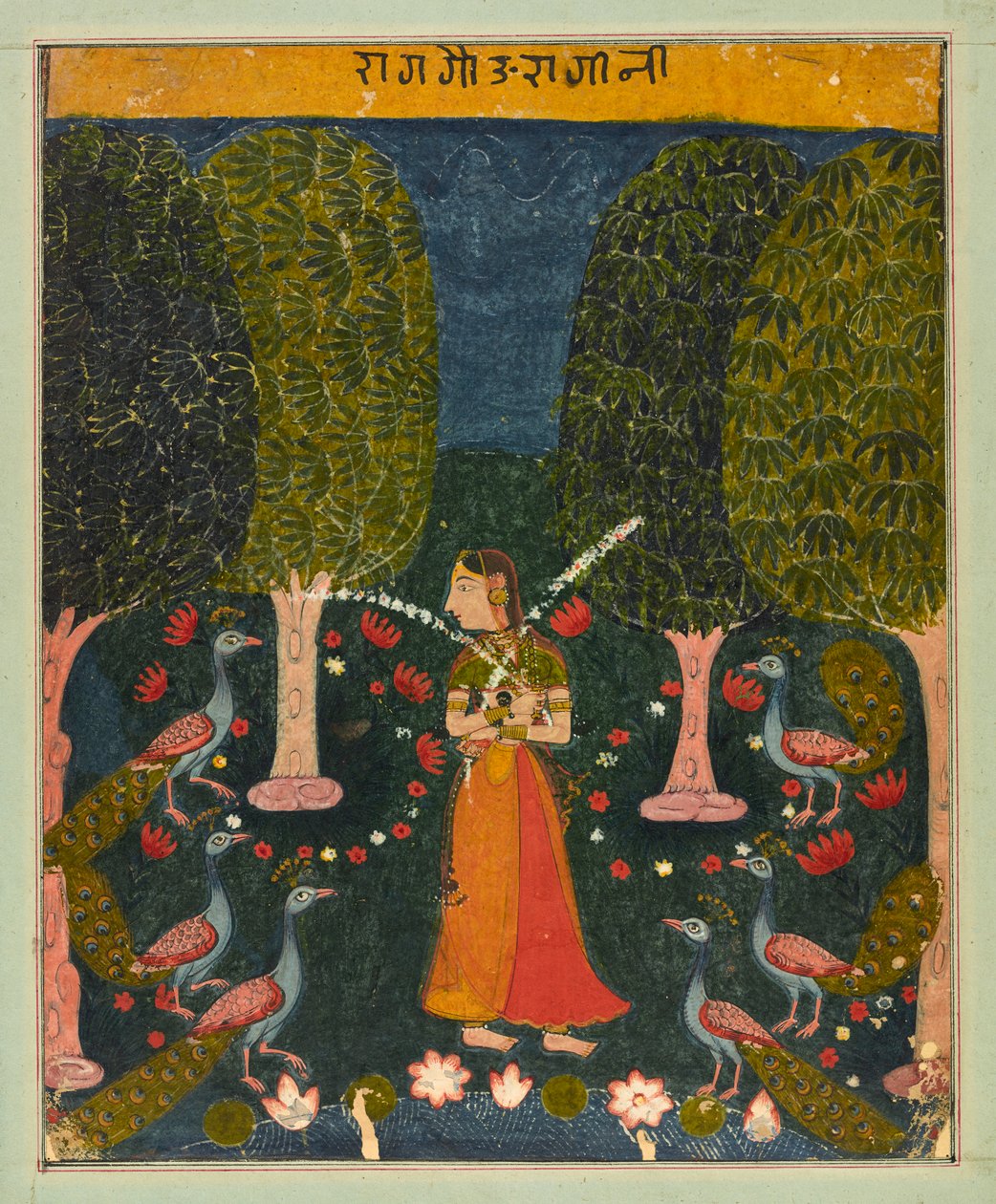 Gauri Ragini, folio z Ragamali, ca. 1625-1630. autorstwa Unbekannt