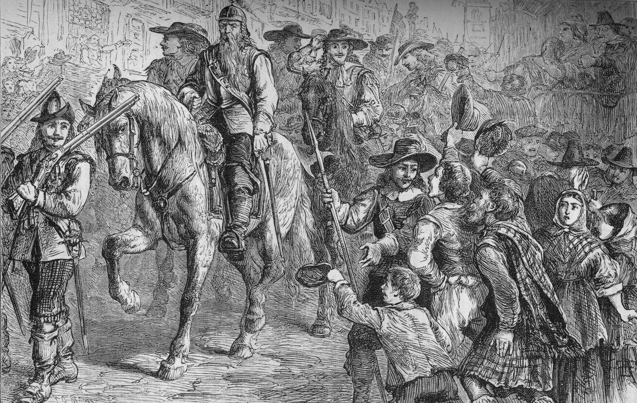 Generał Dalzell wkraczający do Edynburga, lipiec 1666, ok. 1880 r. autorstwa Unbekannt
