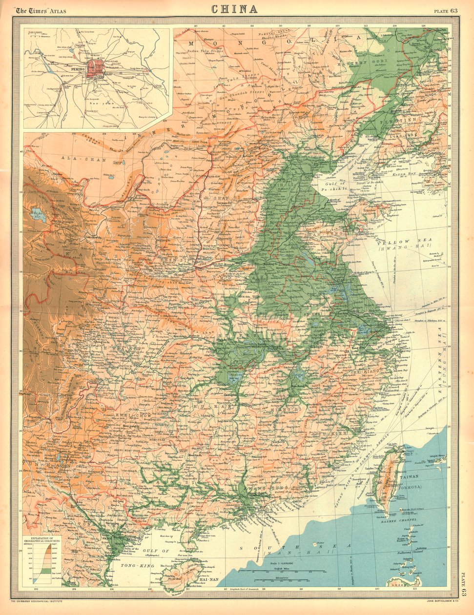 Mapa geograficzna Chin autorstwa Unbekannt
