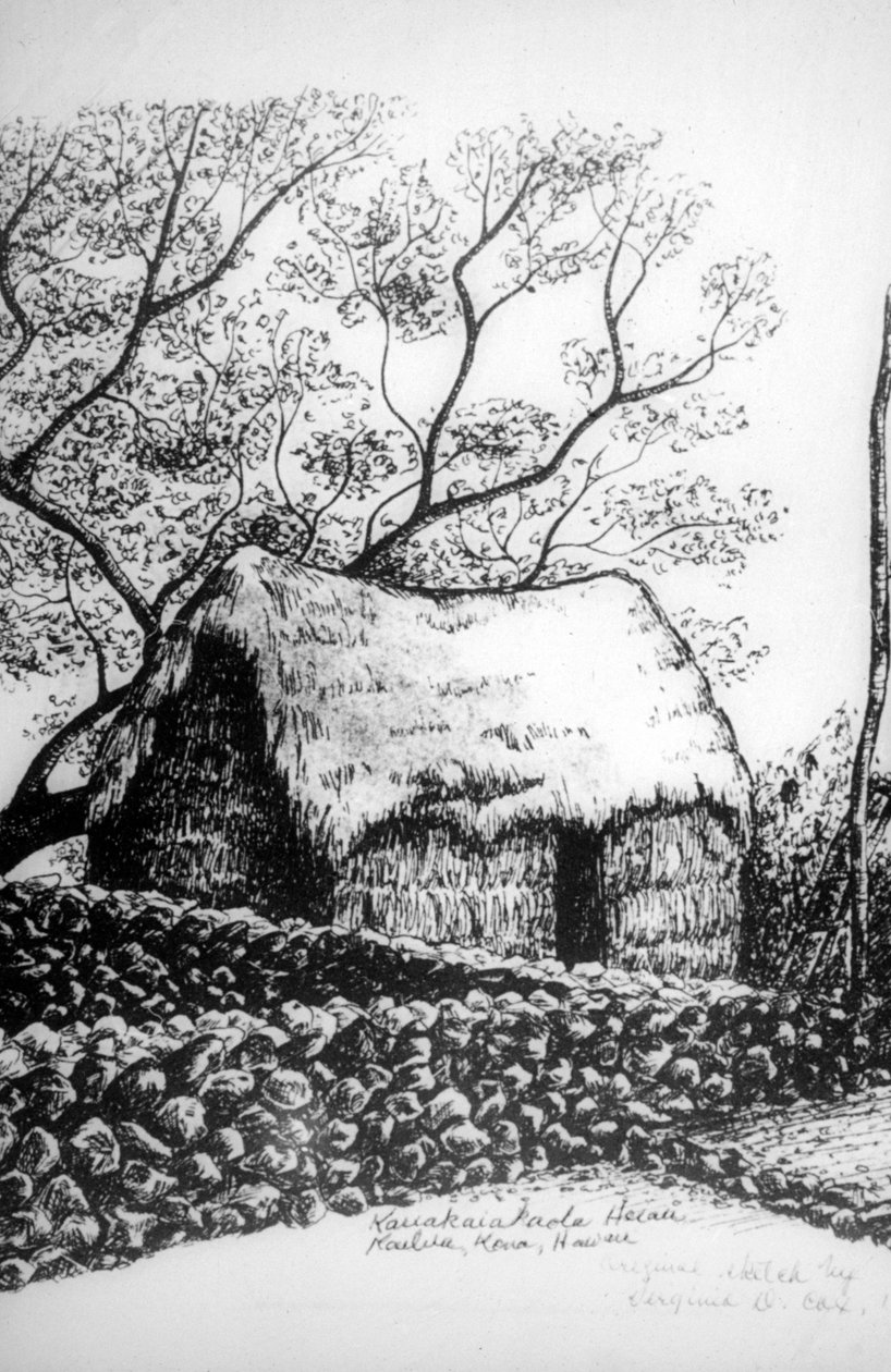 Heiau, Kailua-Kona, Hawaje, XIX w. autorstwa Unbekannt