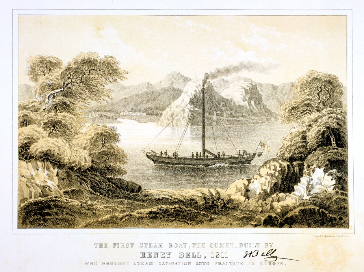 Statek parowy Henry Bells Comet z 1811, 1856. autorstwa Unbekannt