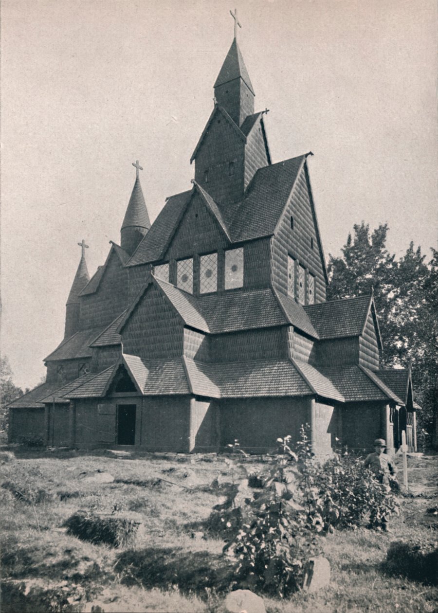 Drewniany kościół w Hitterdal, 1914. autorstwa Unbekannt