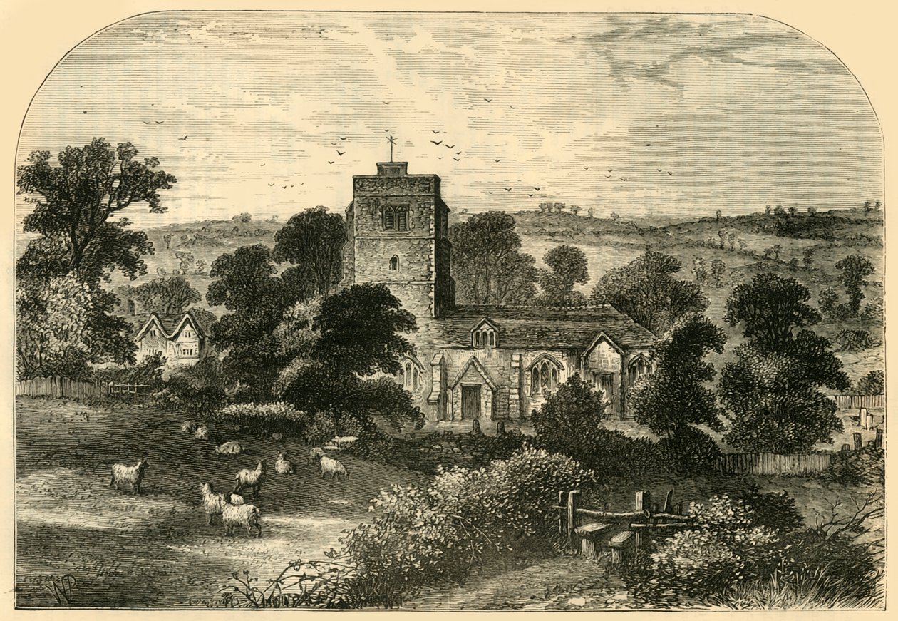 Kościół Hornsey z 1750 r., ok. 1876 r. autorstwa Unbekannt