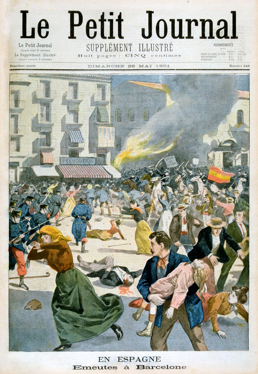 W Hiszpanii wybuchają zamieszki w Barcelonie, 1901 autorstwa Unbekannt