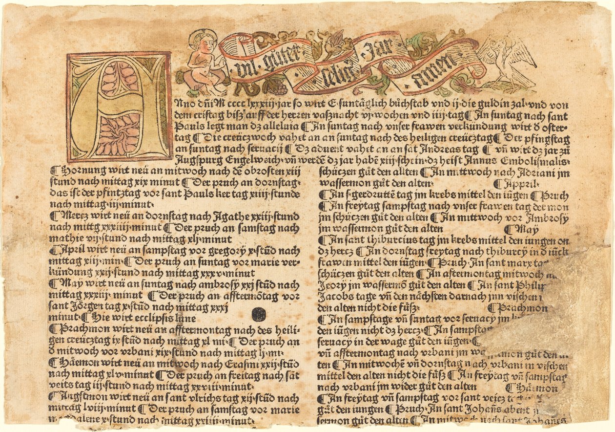 Inicjał A i życzenia noworoczne, 1483. autorstwa Unbekannt