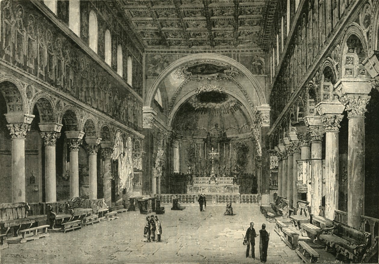 Wnętrze San Apollinare Nuovo, Rawenna, 1890. autorstwa Unbekannt