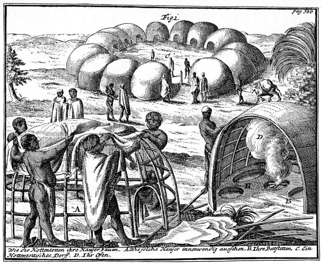 Chaty i kraal Khoikhoi, Republika Południowej Afryki, 1931 autorstwa Unbekannt