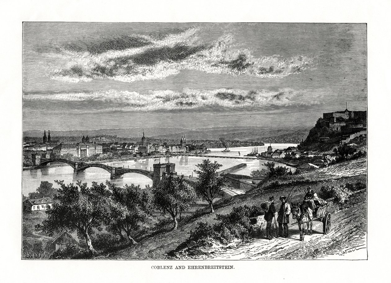 Twierdza Koblencja i Ehrenbreitstein, Niemcy, 1879 autorstwa Unbekannt