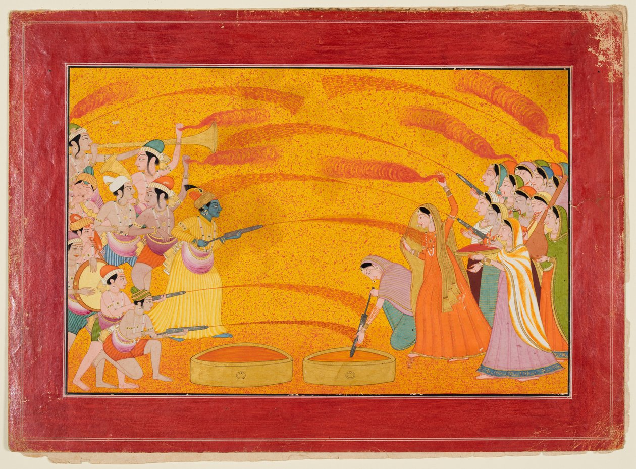 Kryszna świętuje Holi, c. 1770. autorstwa Unbekannt