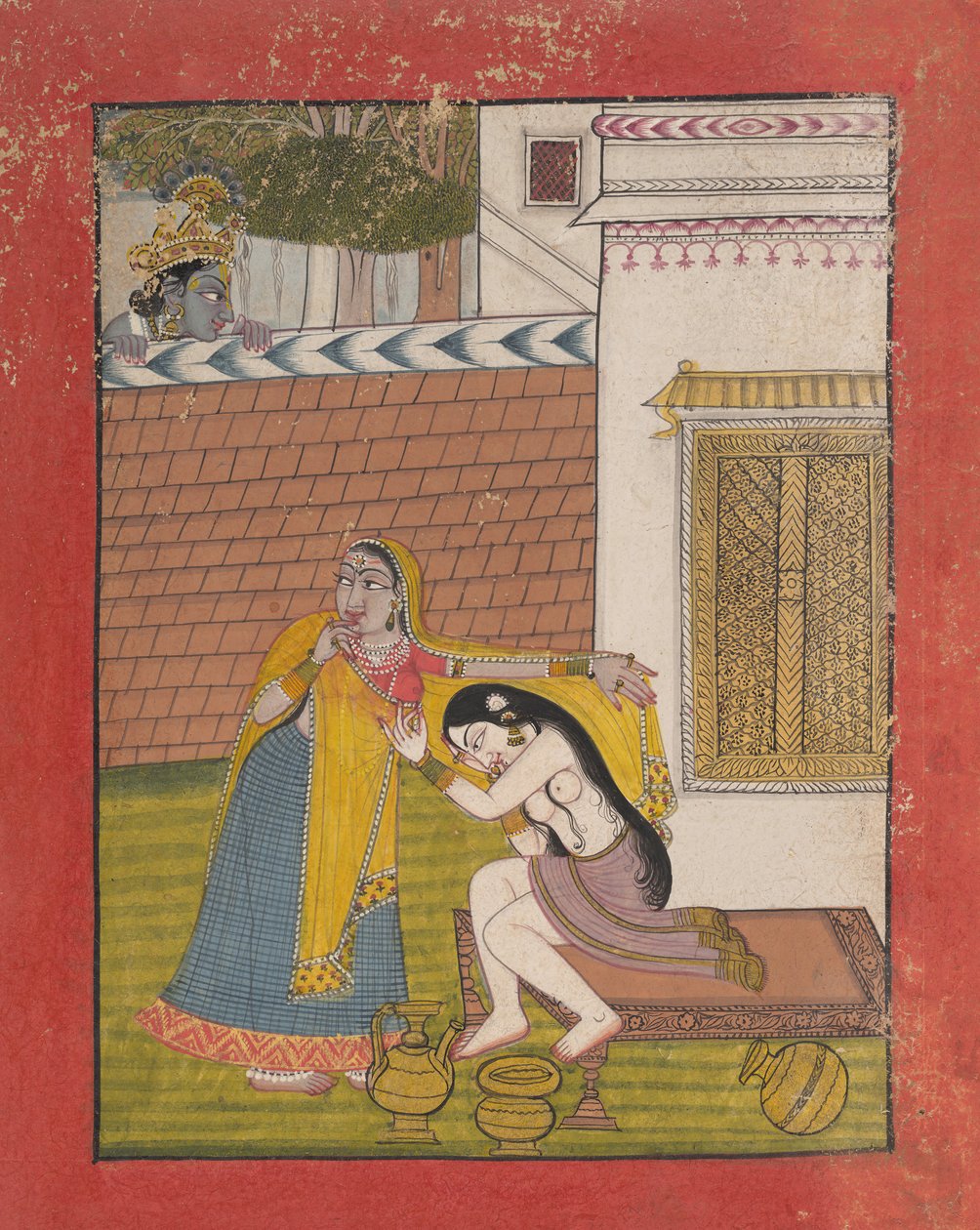 Kryszna szpieguje na Radha, ca. 1780-90. autorstwa Unbekannt