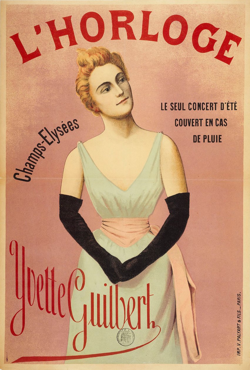Zegar: Yvette Guilbert, ok. 1890-1895. autorstwa Unbekannt