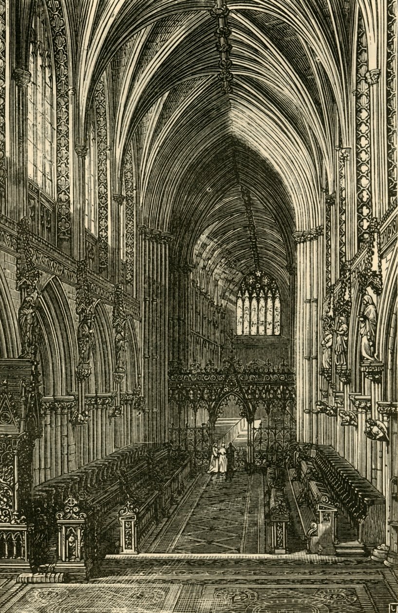 Wnętrze katedry w Lichfield, patrząc na zachód, 1898. autorstwa Unbekannt