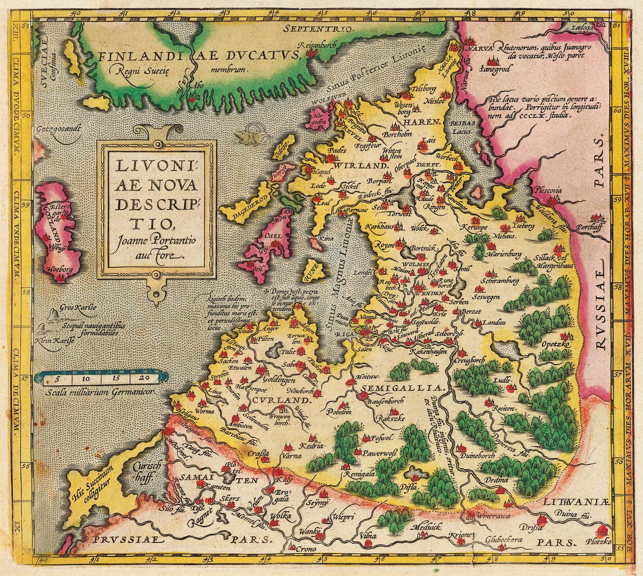 Mapa Inflant, Nova Opis Inflant, 1573-1578 autorstwa Unbekannt