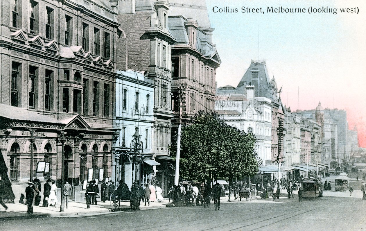 Patrząc na zachód wzdłuż Collins Street, Melbourne, Australia, 1912 r autorstwa Unbekannt