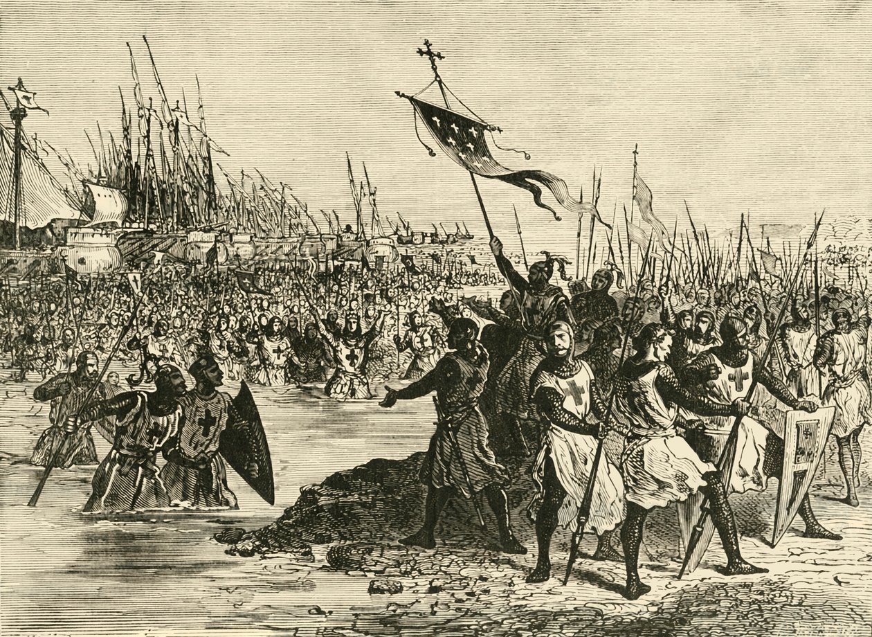 Ludwika IX. Lądowanie w Egipcie, 1249, 1890. autorstwa Unbekannt
