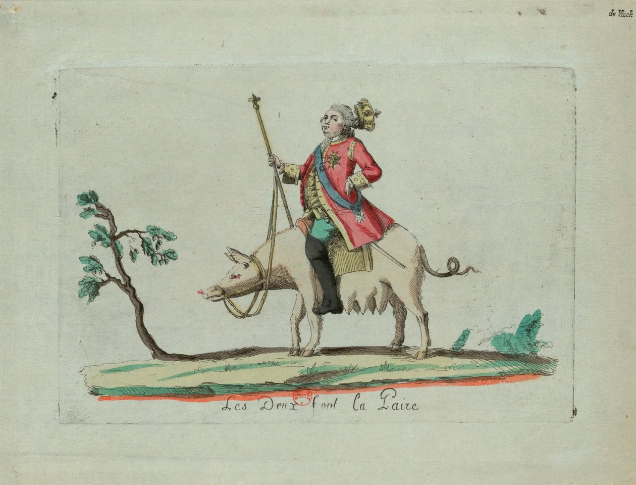 Louis jeździ na świni, 1791. autorstwa Unbekannt