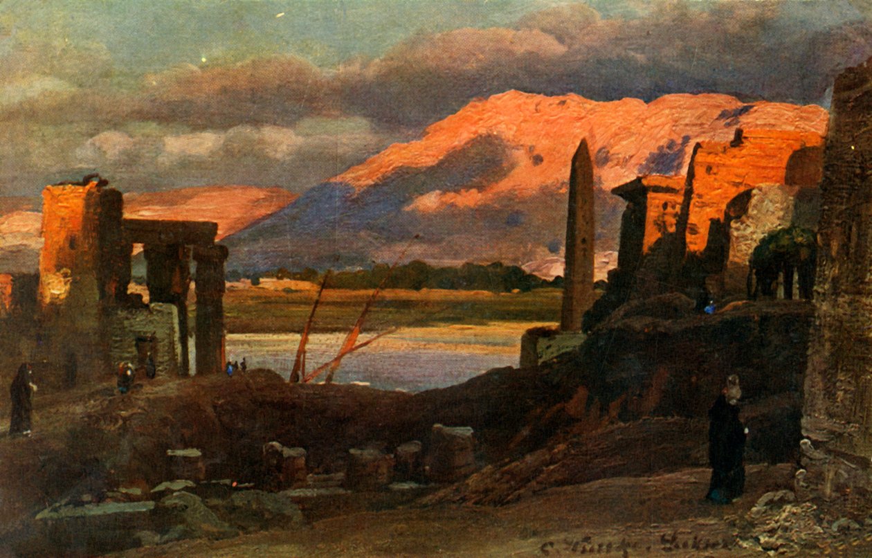 Luksor i góry Teb, c1918-c1939. autorstwa Unbekannt